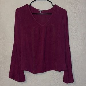 Charlotte Russe Long Bell Sleeve with Lace Details on the front Blouse for women